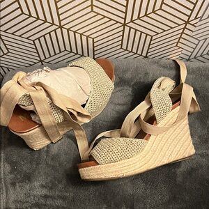 MIA Cream Espadrille Wedges